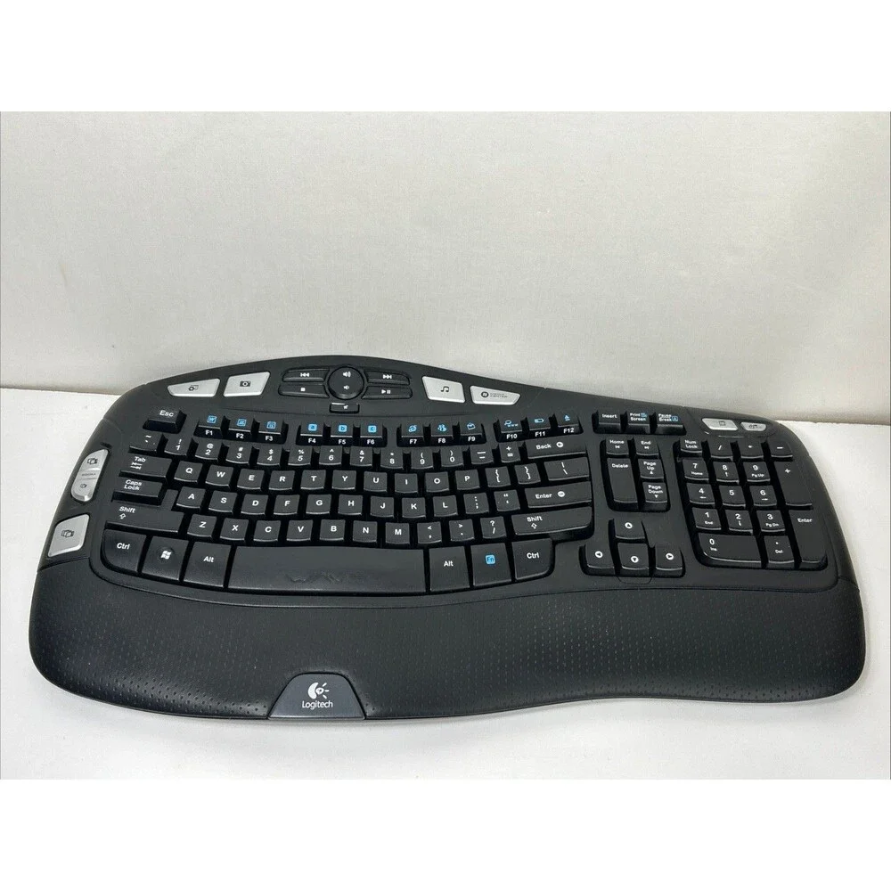 Logitech K350 Wireless Ergonomic Wave Keyboard Unifying Receiver Black Works